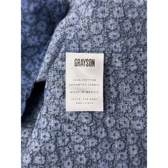 Frank & Eileen Shirt 2 / Small Womens Grayson The Hero Blue Floral Cotton Woven - Picture 8 of 8